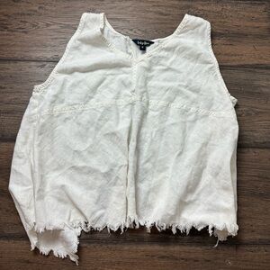 Anthropologie Cream Frayed Hem Tank Top